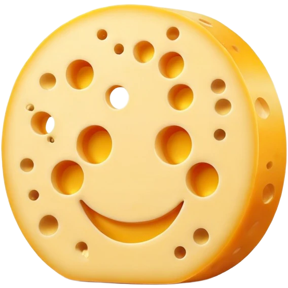 Smiling cheese character with a face emoji