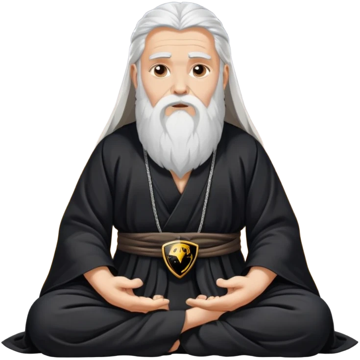 Wise spiritual guru with long beard wearing Lamborghini logo, meditation pose emoji