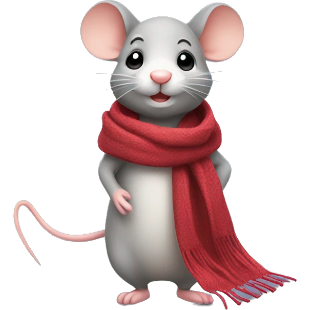 cute mouse with a scarf emoji