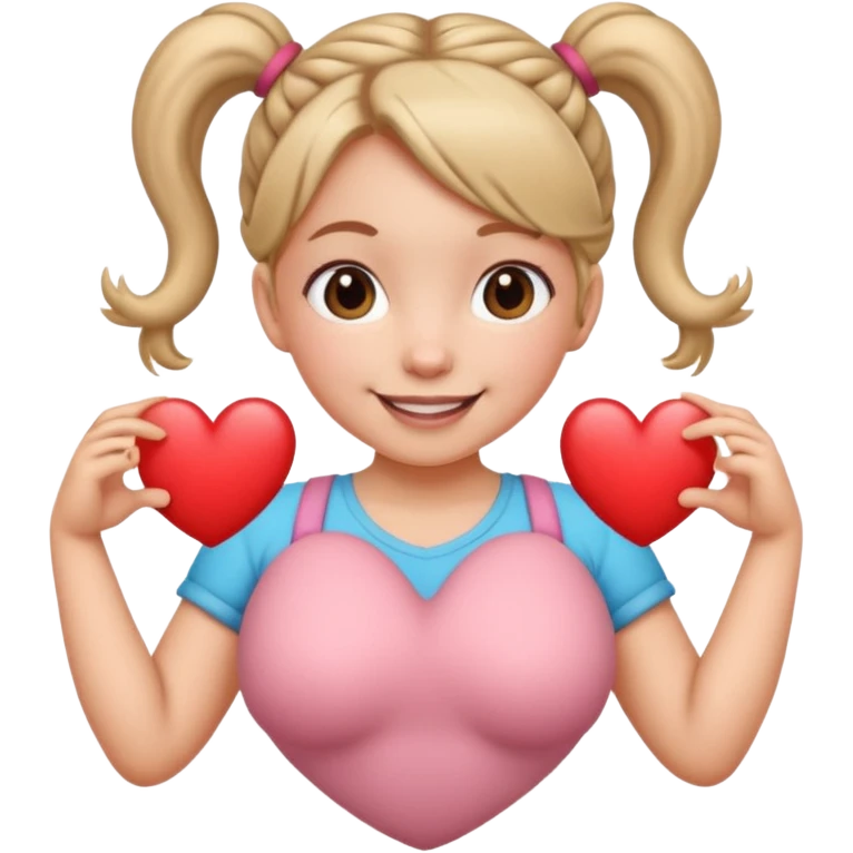 Her hair is in pigtails and her pubic hair is shaped like a heart.  She has wide hips emoji