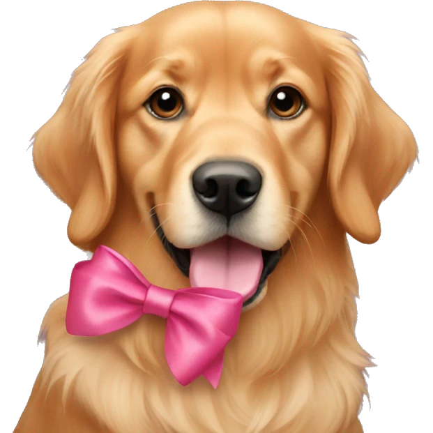 Red golden retriever with pink bows emoji
