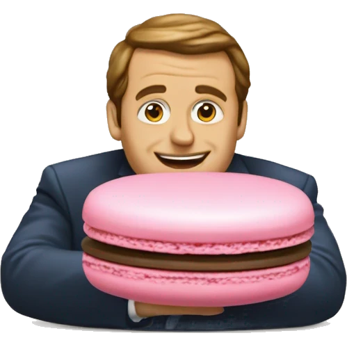 Macron mangeant un macaron emoji