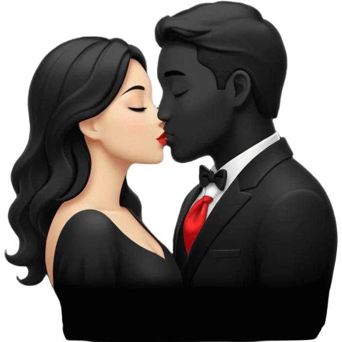 Kiss in black colour emoji