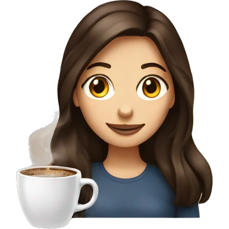 Brunette girl deinking coffee emoji