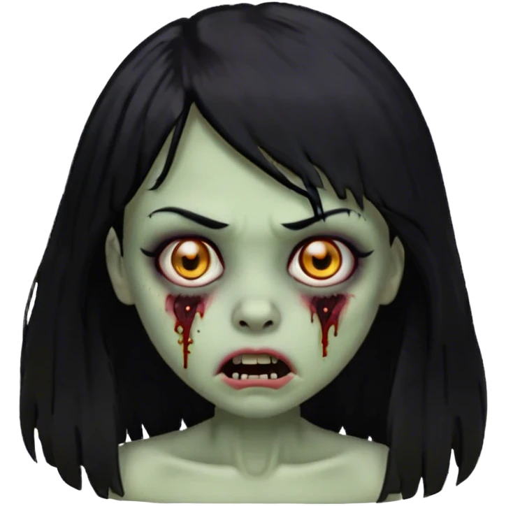 garota zumbi feia cabelo preto comprido com franja grande emoji