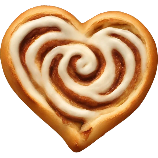 A heart made of a cinnamon roll emoji