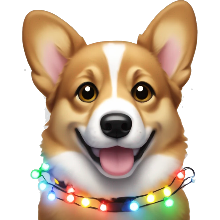 corgi puppy wearing christmas lights emoji