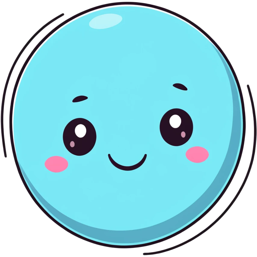planet with misty smoky atmosphere and a cute happy face with big eyes emoji