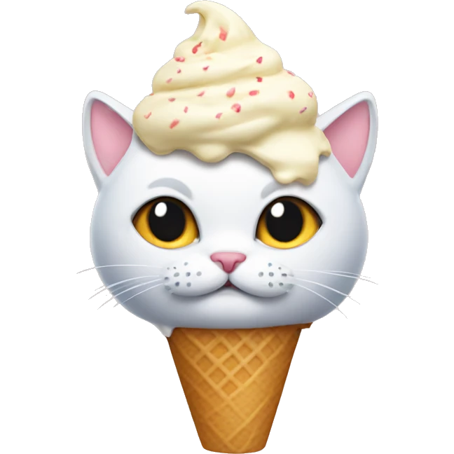 Cat with ice cream on top of his head emoji