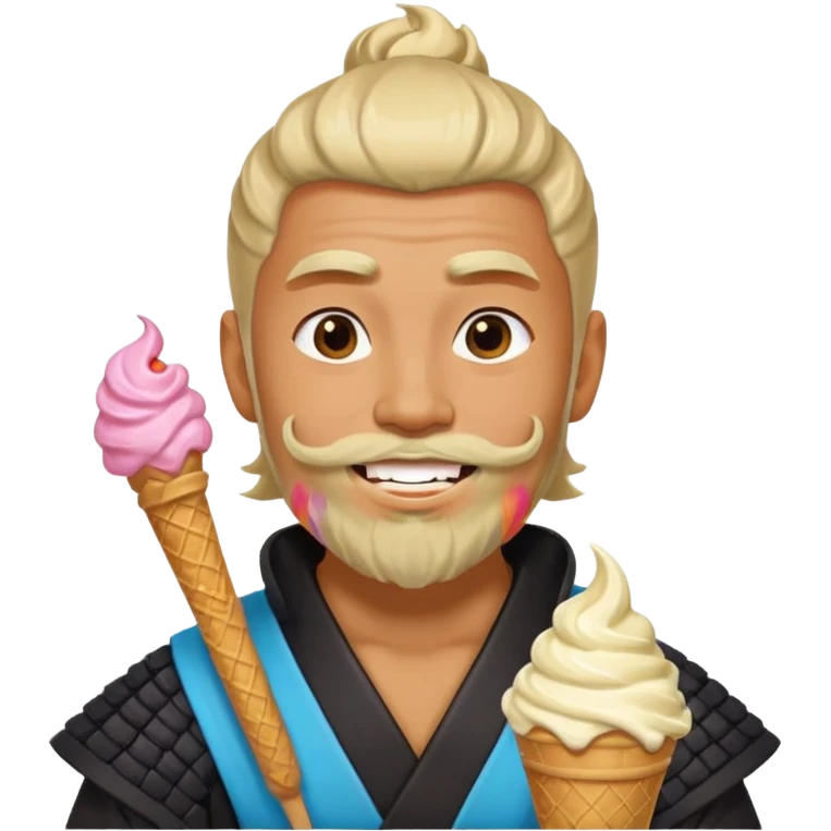 SAMURAI WITH EAT ICE CREAM BEARD GAY emoji
