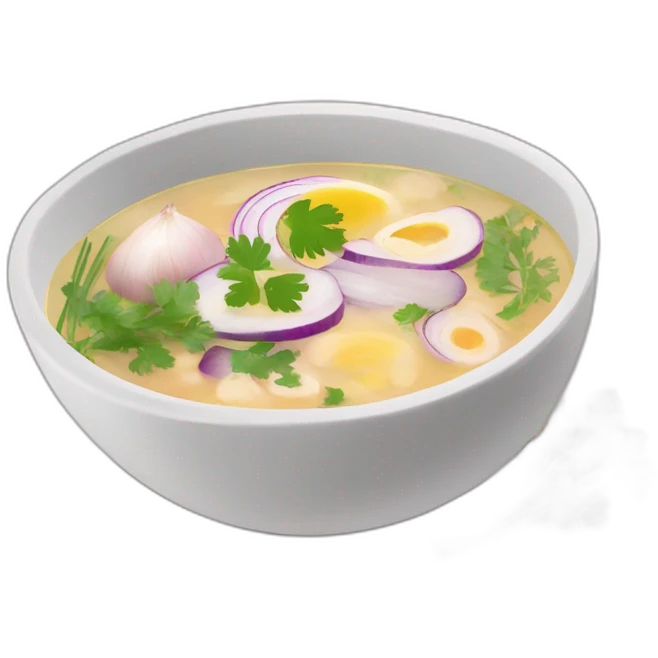 hot soup with the following ingredients sliced red onions, albacore, parsley and yucca emoji