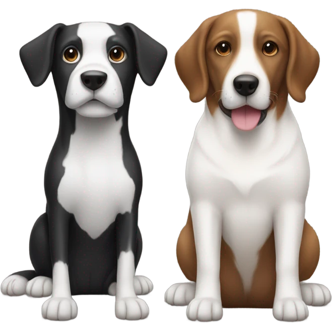 Black and white dog with brown and white dog emoji