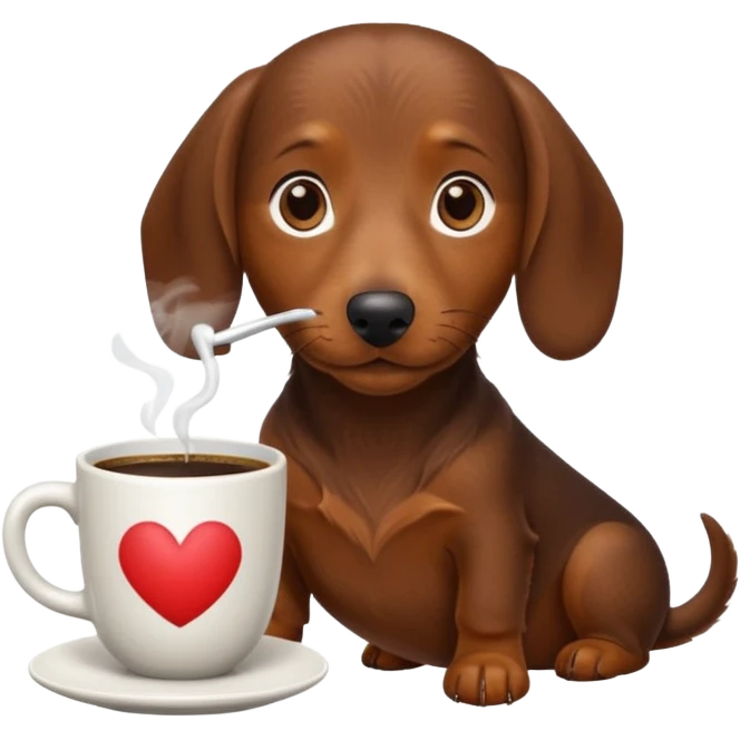 brown wirehaired dachshund coffee  emoji
