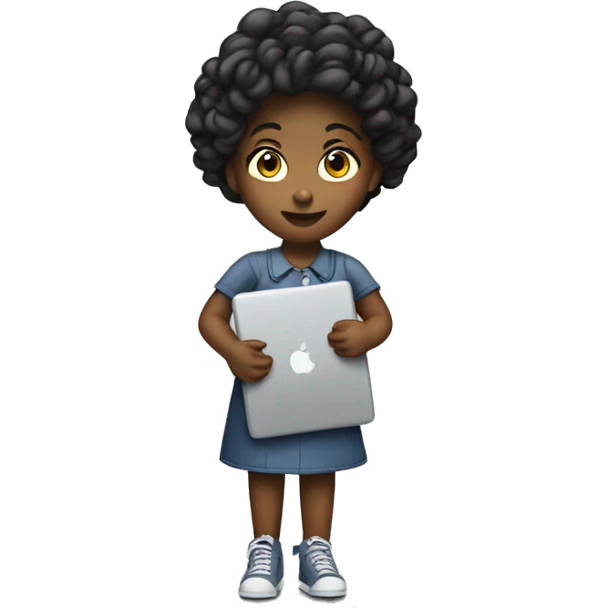 A girl has shortcut, doing graphic design with mac book air emoji