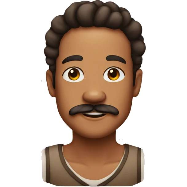 vitiligo on light beard and long mustache with brown coloured male emoji