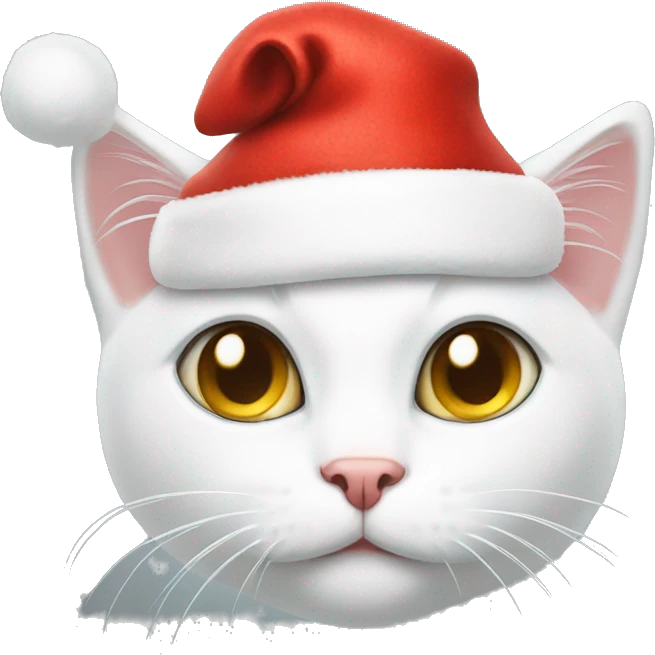 white cat with christmas hat  emoji