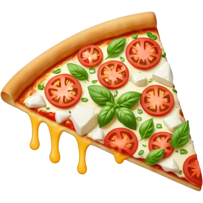 margarita pizza slice with visible toppings, cheese melting emoji