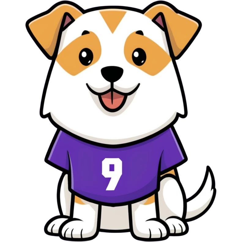 Mean Dog in the street with a purple jersey wearing 9 emoji
