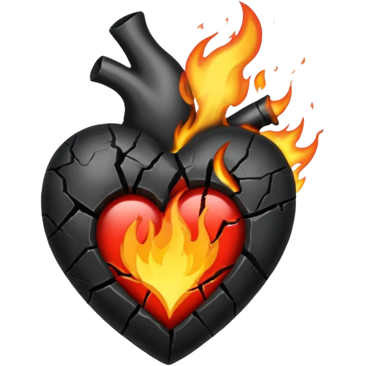 Black burning plain heart emoji