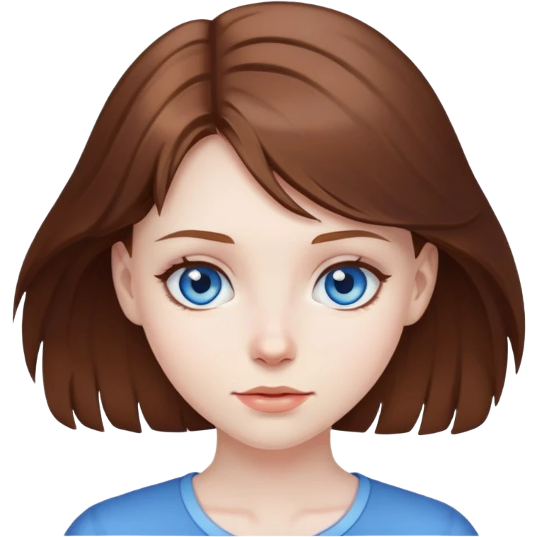 A girl with brown hair blue eyes and pale skin emoji