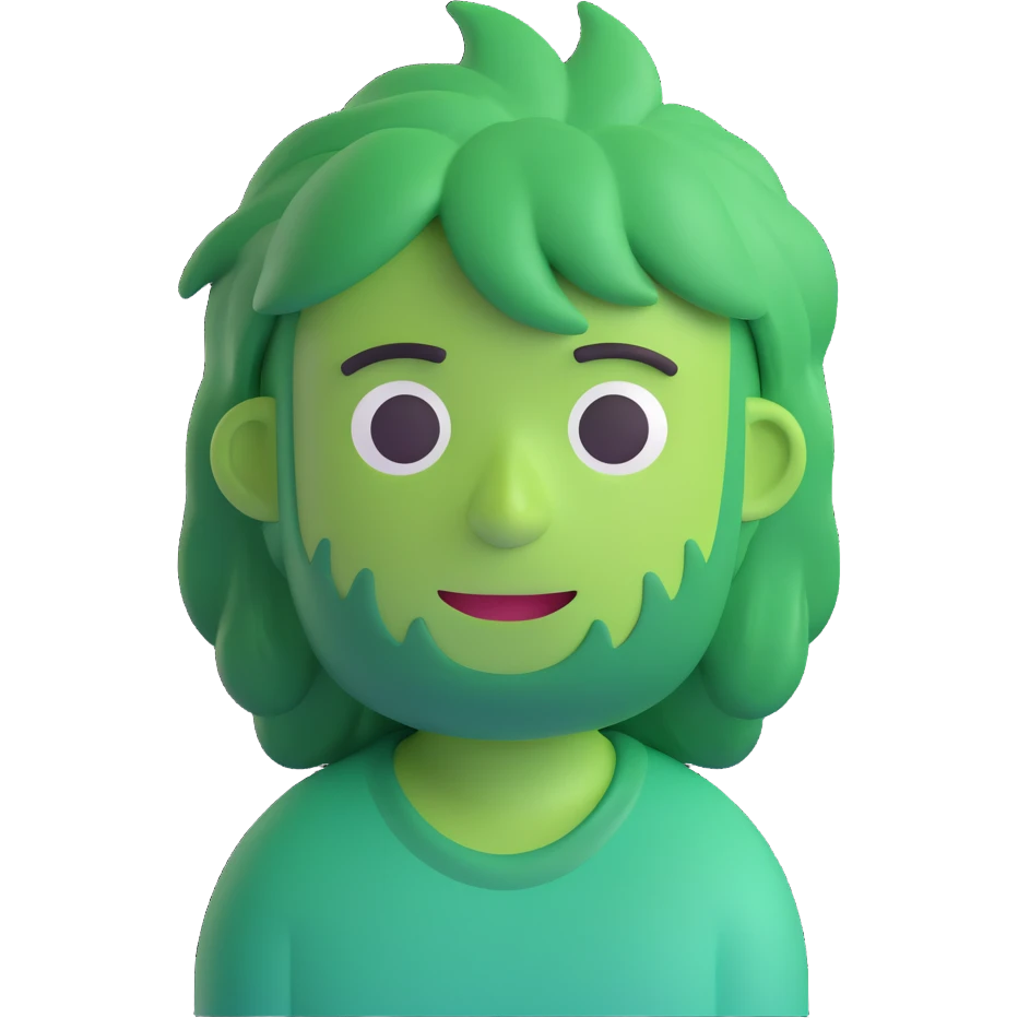 green guy with layered hair emoji