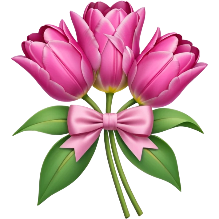 Pink tulips with a bow emoji