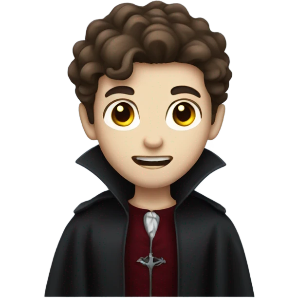 vampir, boy with brown hair and eye light skin emoji