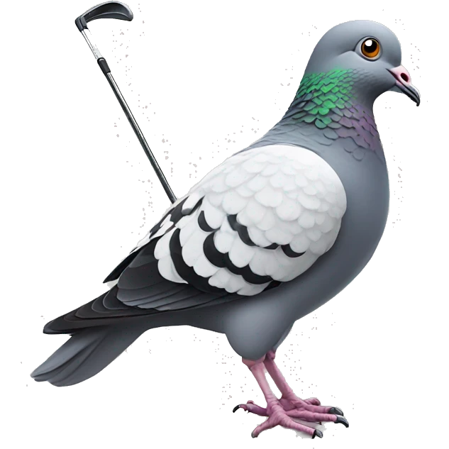 Pigeon playing golf emoji