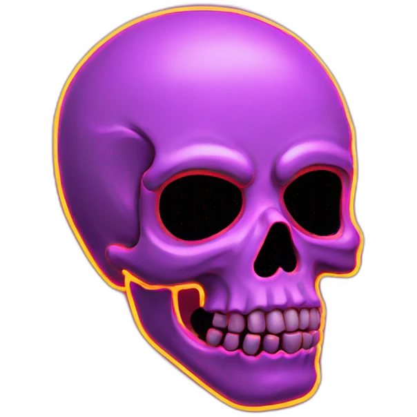 skull shape neon sign style emoji