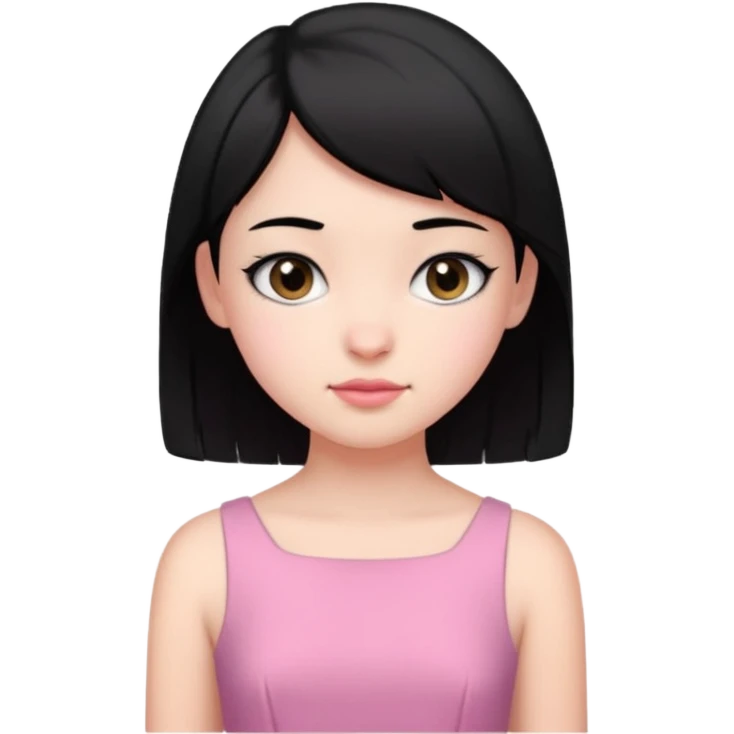 Un emoji de una. Chica adolescente vestido rosado pelo corto negro casi por los hombros emoji