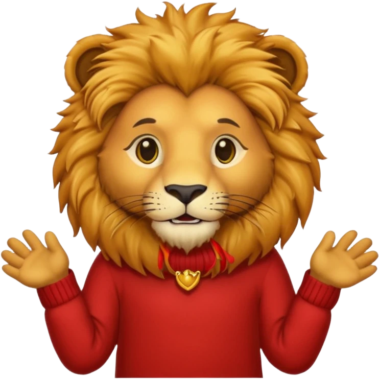 lion wearing red jumper emoji