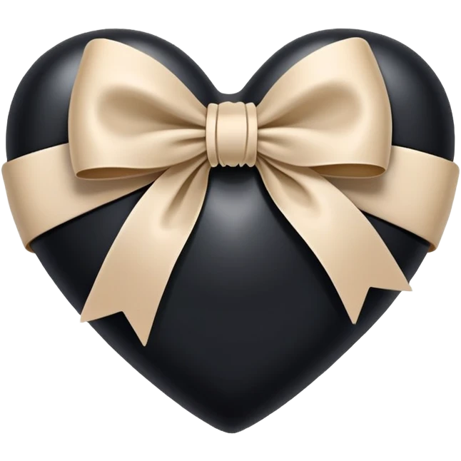 black heart with beige bow emoji