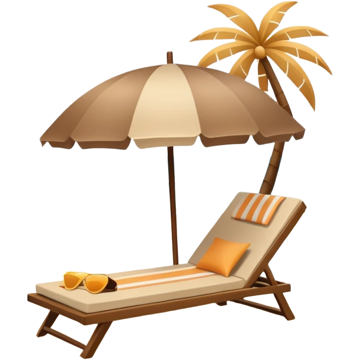 minimalist coconut beige sunbed and beach umbrella emoji