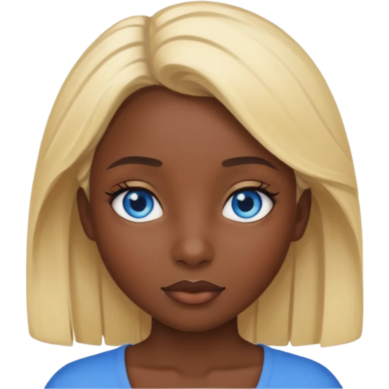Dark skin girl with blonde hair and blue eyes emoji