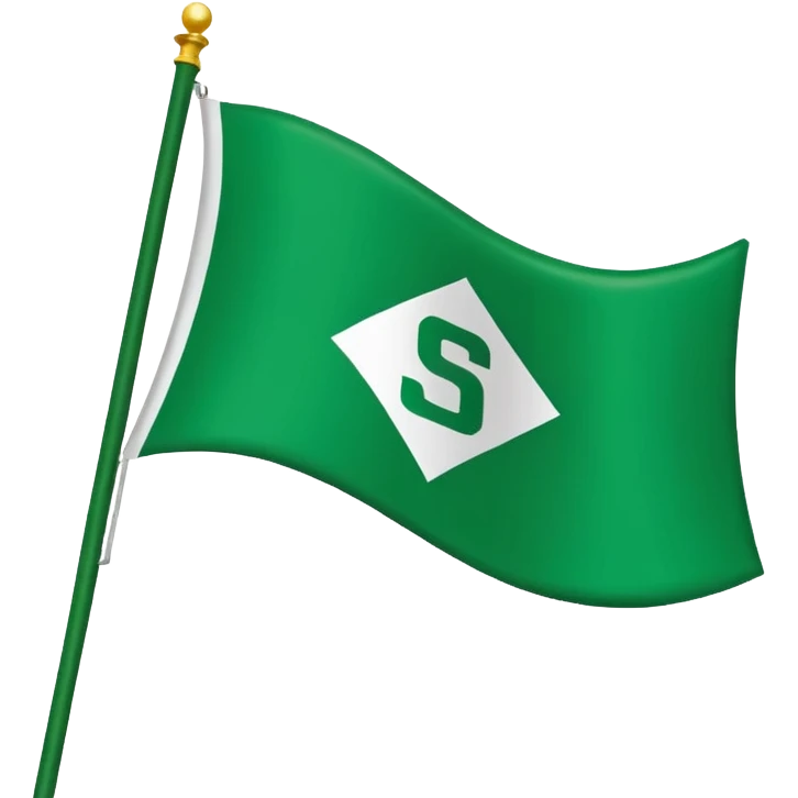 A green flag that has the SDS fc Logo flag on it from baller league emoji