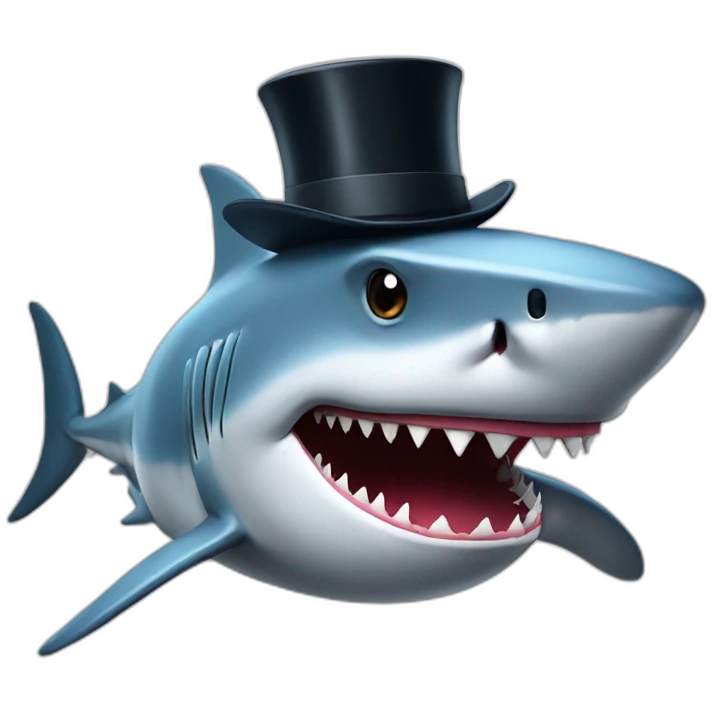Shark with a top hat emoji