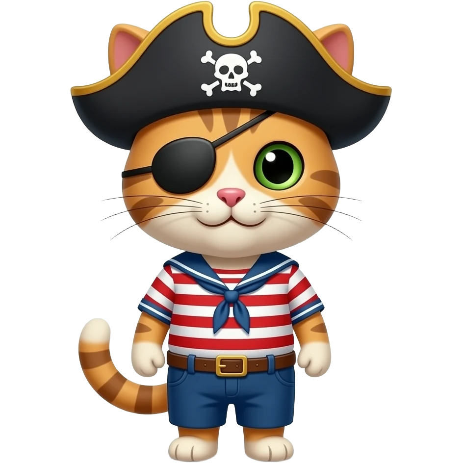 pirate cat with one eyed mask emoji