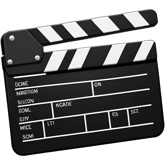 extreme minimalism clapperboard, single line drawing, barely recognizable outline emoji