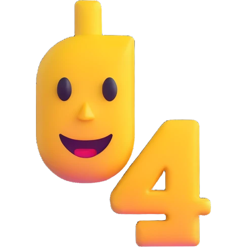 3D number 4 with a winking face emoji