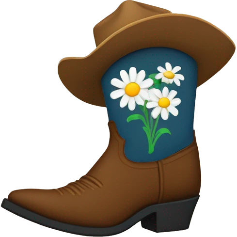 Cowboy boot with daisy’s coming out of the top emoji