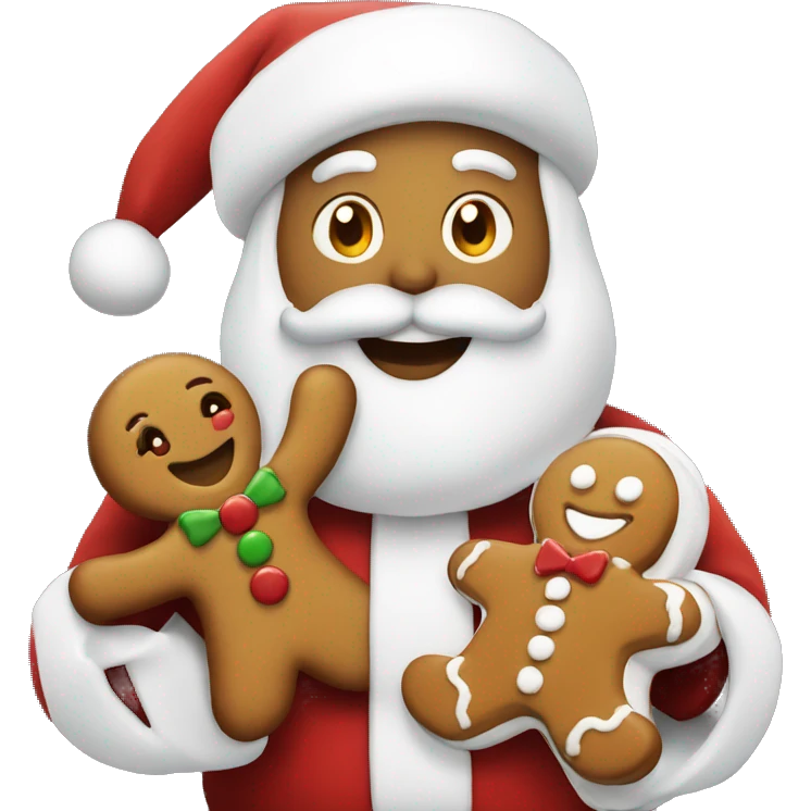 santa eating a gingerbread man emoji