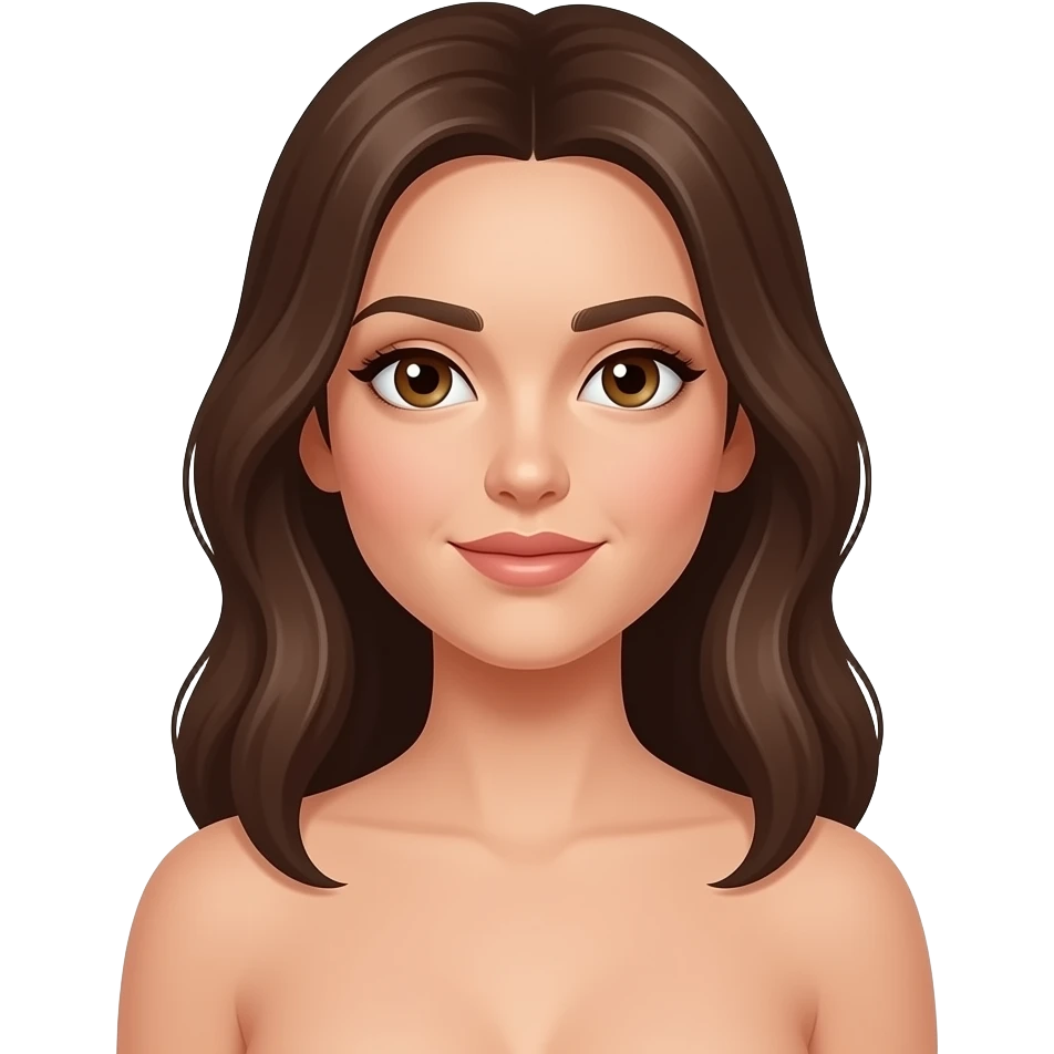 Brunette, brown eyes, fully nude body emoji