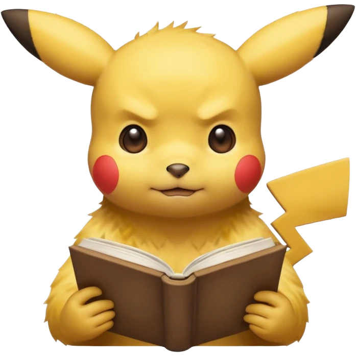 pikachu studying looking into book sweating emoji