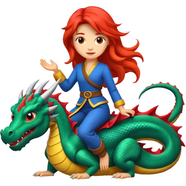  long hair woman on the dragon emoji