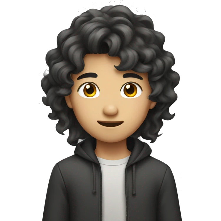Asian teen boy with long wavy hair emoji