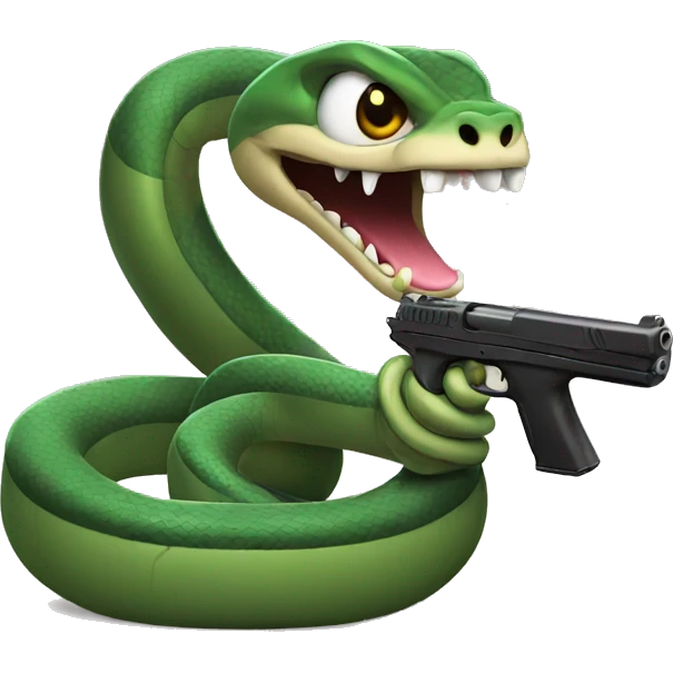 Snake holding a gun emoji