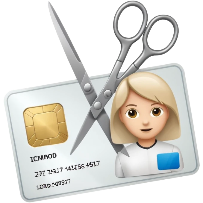 Scissors cutting ID card in half emoji