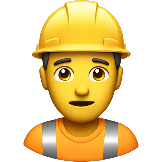 hard working unhappy man with construction hat emoji