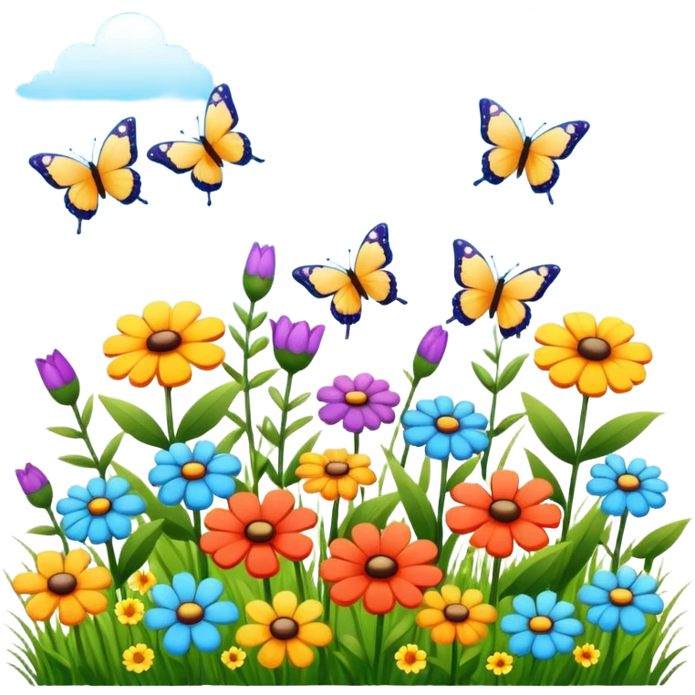 meadow with butterflies and flowers, no mountains emoji
