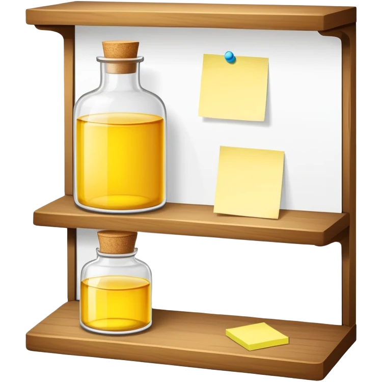 serum bottle on a shelf with a sticky note without any text emoji